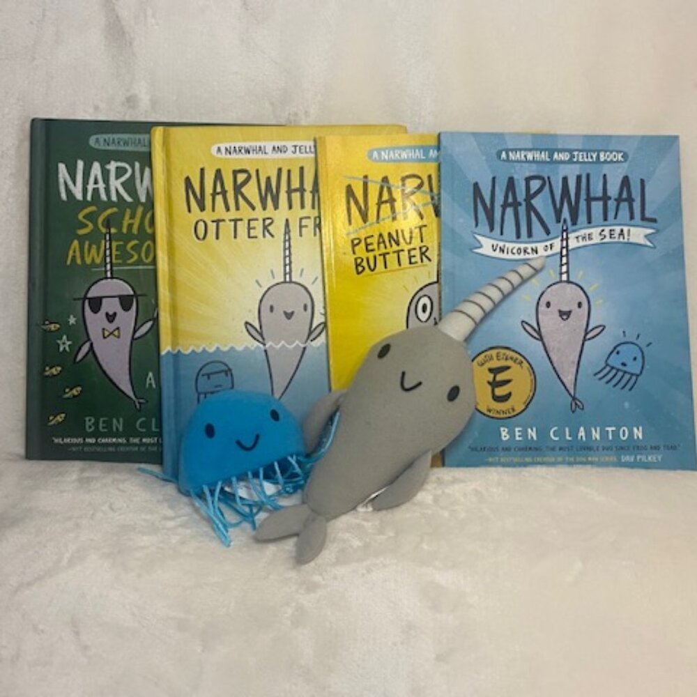 Narwal and Jelly Books By Ben Clanton w/ Finger Puppets stuffies Characters toys